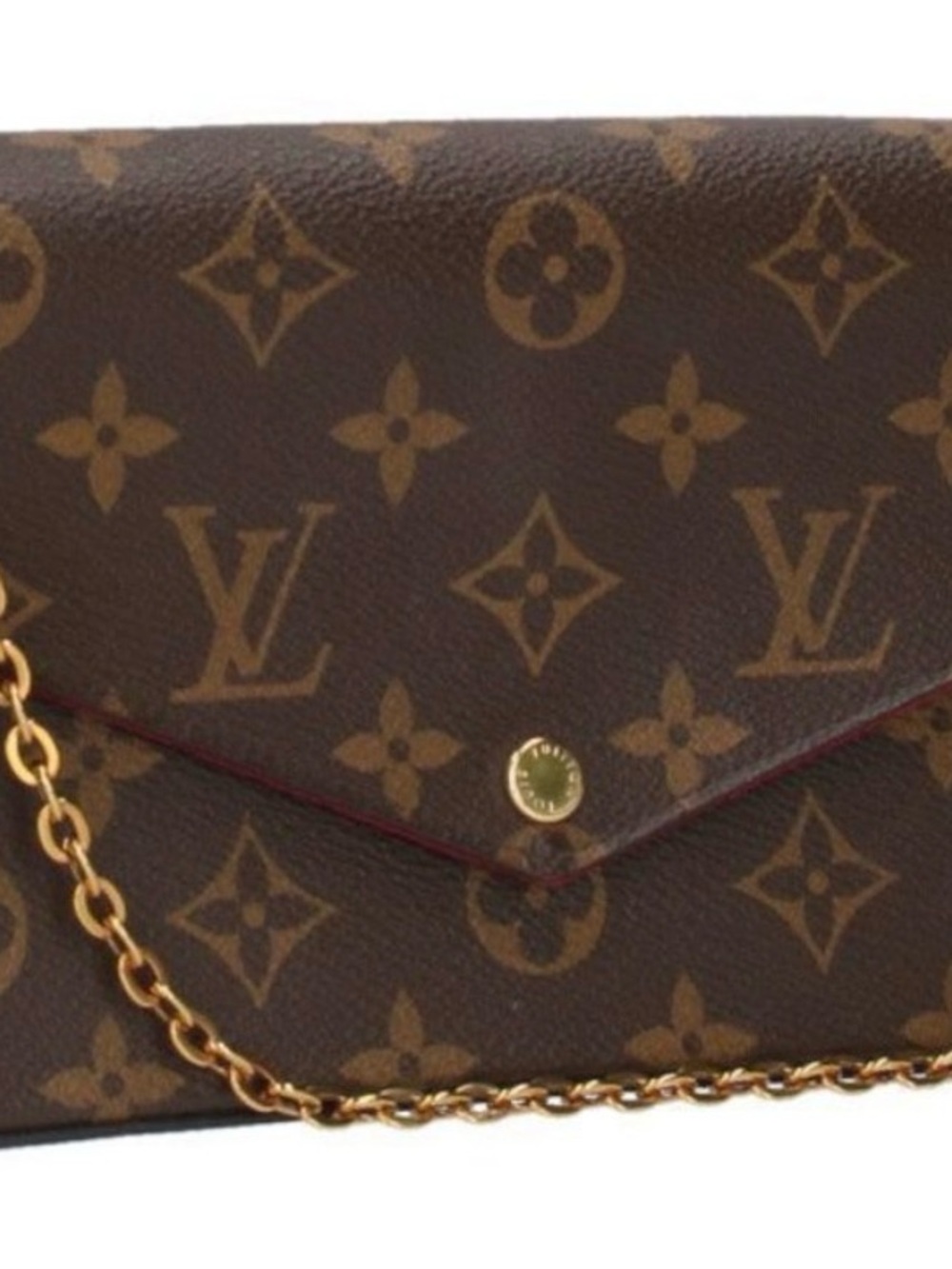 Monogram Chain Crossbody Bag with Red Wallet Inserts